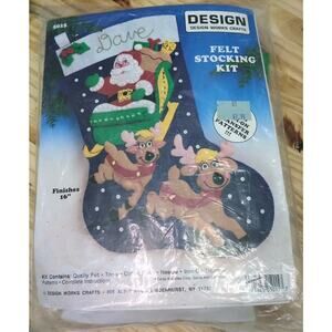 Design Works Felt Stocking Kit 5015 Sleigh Ride Santa Reindeer 16" NEW & SEALED
